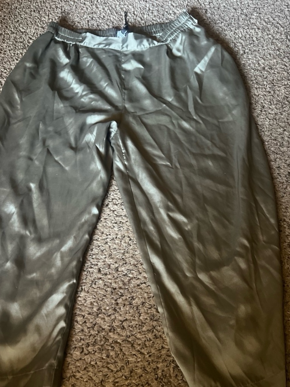 DKNY Olive Green Satin Track Joggers